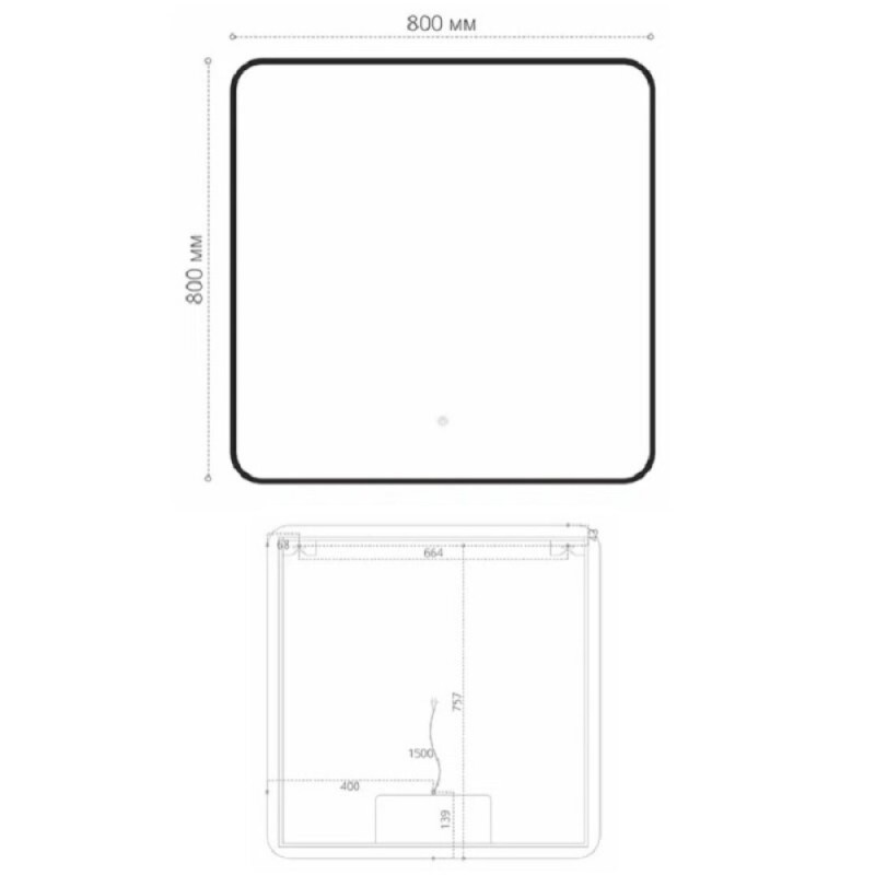 Зеркало Orange Black, 80 х 80 см, с LED подсветкой и сенсорной кнопкой, цвет черный, BL-80ZE