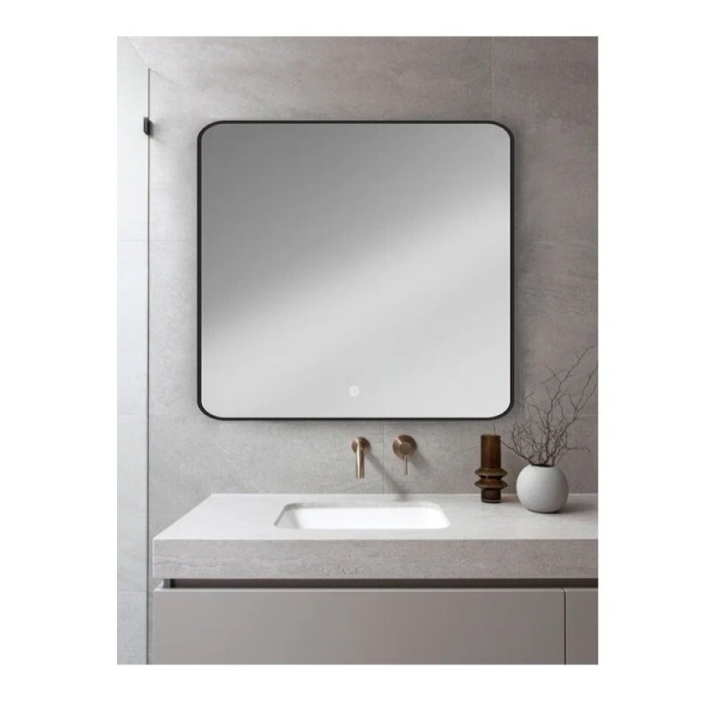 Зеркало Orange Black, 80 х 80 см, с LED подсветкой и сенсорной кнопкой, цвет черный, BL-80ZE