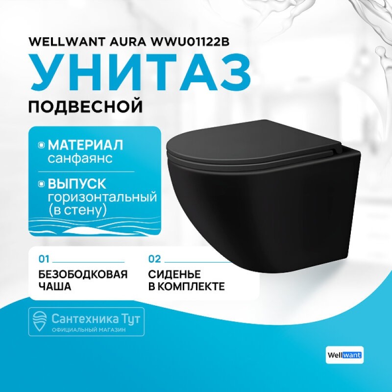 Унитаз подвесной Iddis Blanco BLAR3BMi25, безободковый, сиденье микролифт, черный