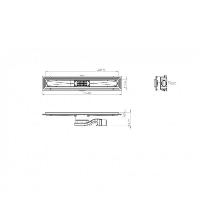 Дренажный канал Timo Basic Line 65 см с перфорированной решеткой, цвет сталь, BLSG-65 S50R