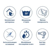 Коврик WasserKraft Eidar BM-3302, напольный, 75 х 45 см, серый/черный