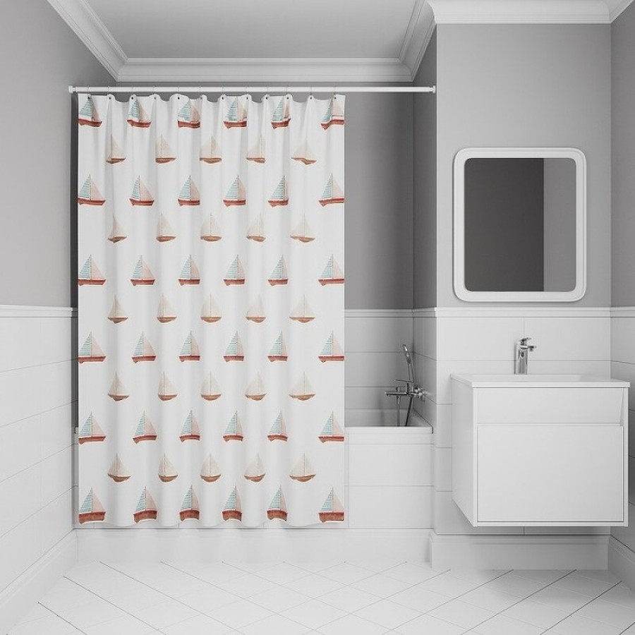 Штора для ванной комнаты Iddis Base BO01P18i11, 180 x 200 см, полиэстер, белый
