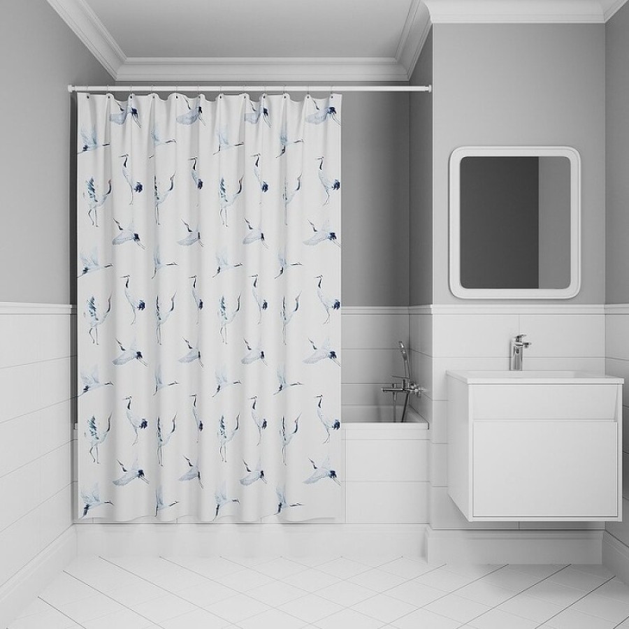 Штора для ванной комнаты Iddis Base BP02P18i11, 180 x 200 см, полиэстер, белый