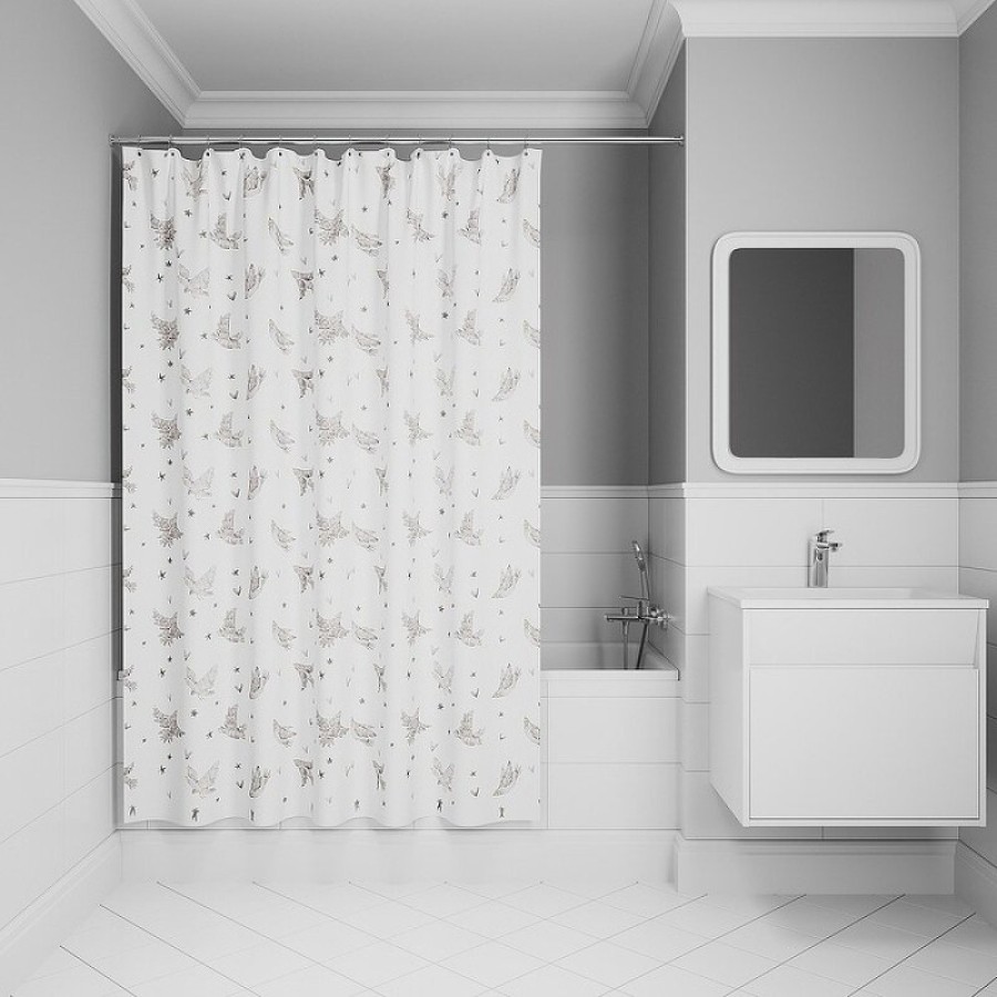 Штора для ванной комнаты Iddis Base BP04P18i11, 180 x 200 см, полиэстер, белый