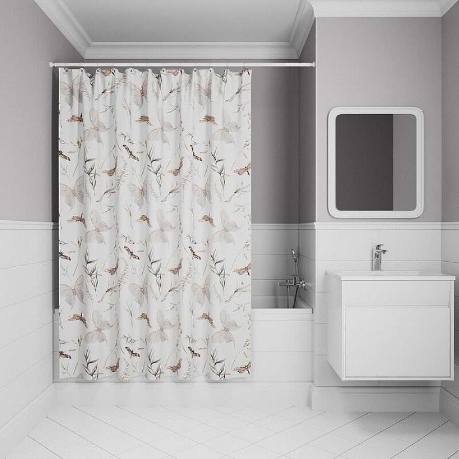 Штора для ванной комнаты Iddis Base BP05P18i11, 180 x 200 см, полиэстер, белый