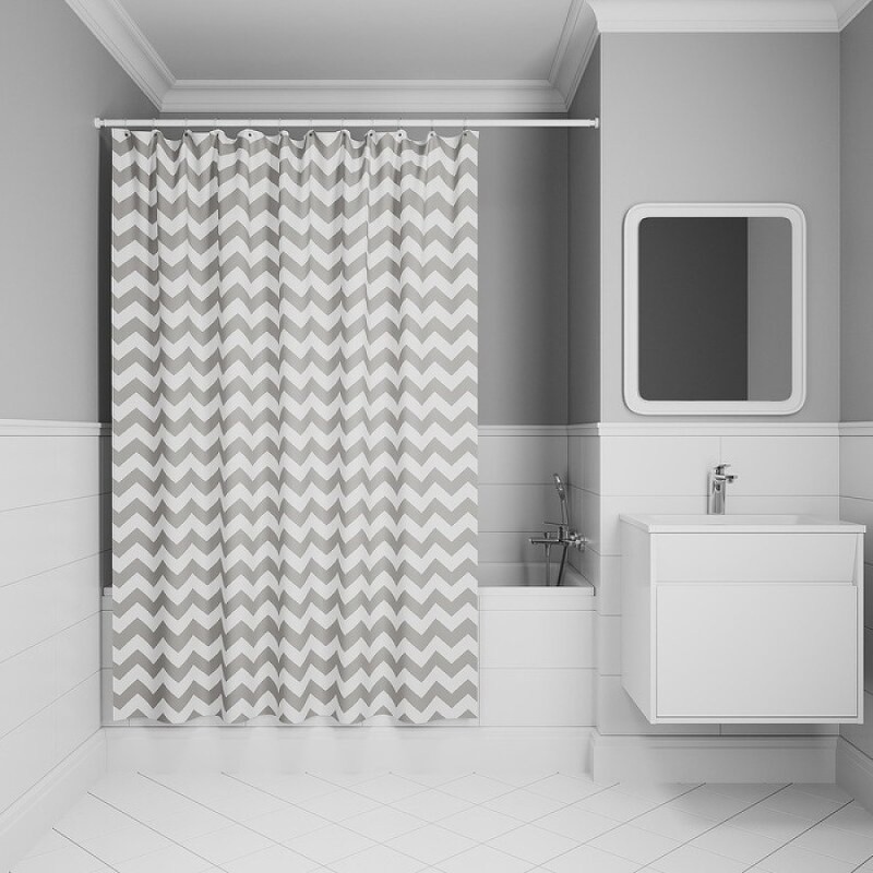 Штора для ванной комнаты Iddis Base BR02P18i11, 180 x 200 см, полиэстер, цвет серый
