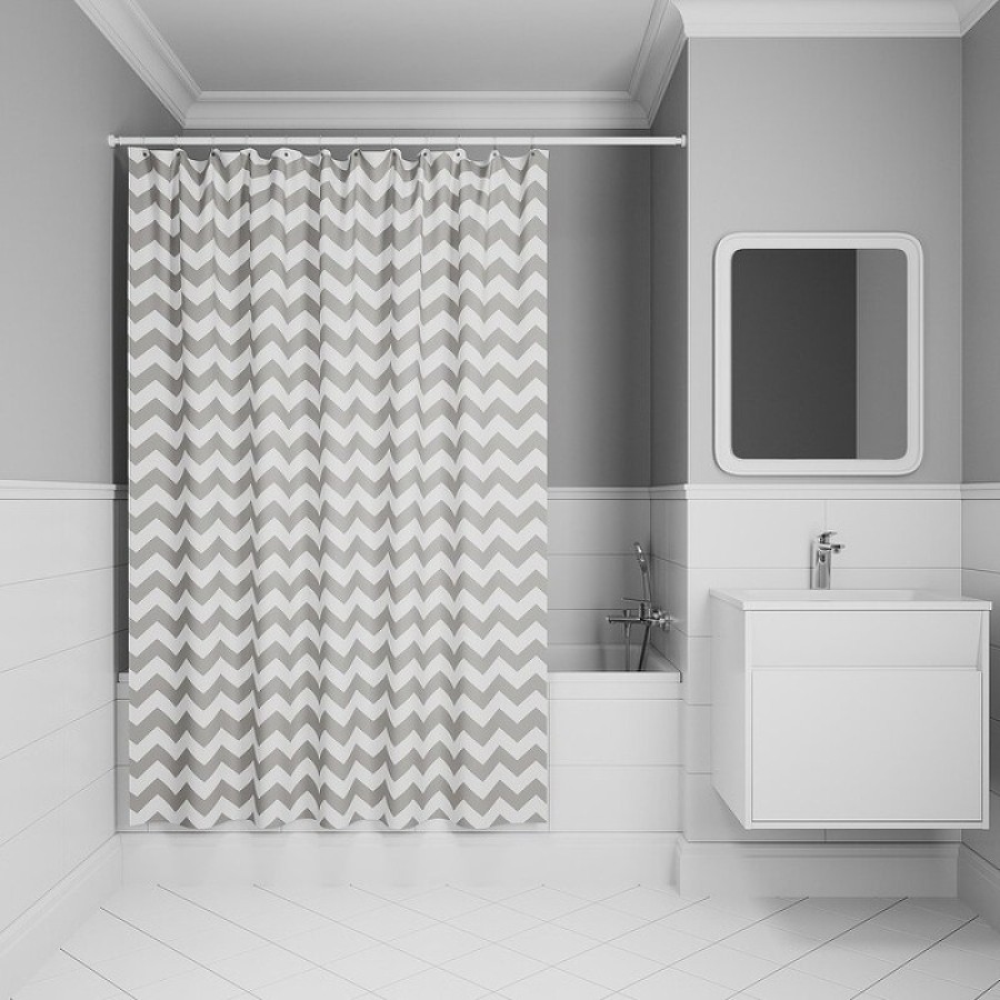 Штора для ванной комнаты Iddis Base BR02P18i11, 180 x 200 см, полиэстер, цвет серый