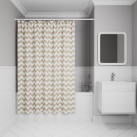 Штора для ванной комнаты Iddis Base BR03P18i11, 180 x 200 см, полиэстер, цвет бежевый, белый