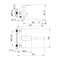 Смеситель Iddis Bridge BRDSB02i10WA для ванны и душа, излив длинный, хром