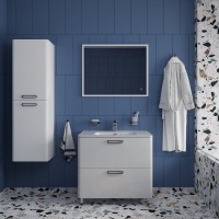 Тумба под раковину Iddis Brick 80 см подвесная, 2 ящика, белый, BRI80WFi95