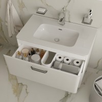 Тумба под раковину Iddis Brick 80 см подвесная, 2 ящика, белый, BRI80WFi95