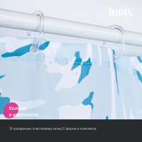 Штора для ванной комнаты Iddis Base BX02P18i11, 180 x 200 см, полиэстер, голубой
