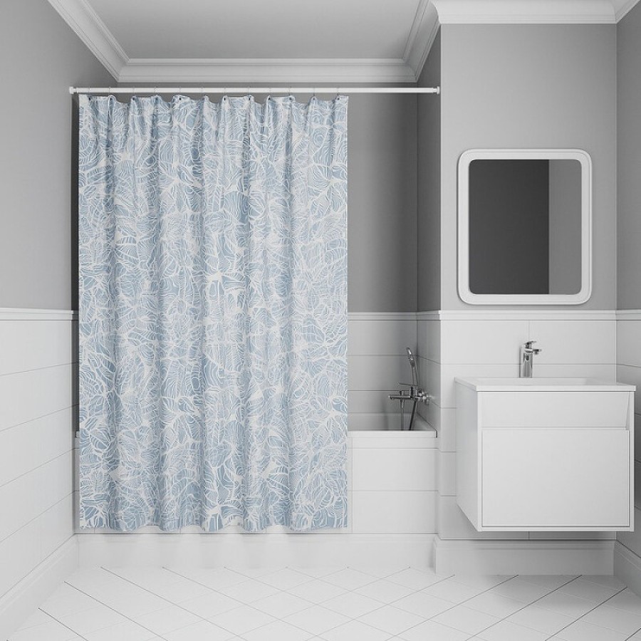 Штора для ванной комнаты Iddis Base BX03P18i11, 180 x 200 см, полиэстер, серо-голубой