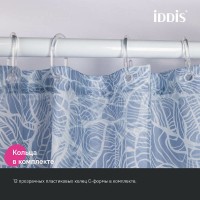 Штора для ванной комнаты Iddis Base BX03P18i11, 180 x 200 см, полиэстер, серо-голубой