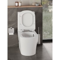 Напольный унитаз компакт Orange безободковый, крышка микролифт, смыв Tornado, C07-050W
