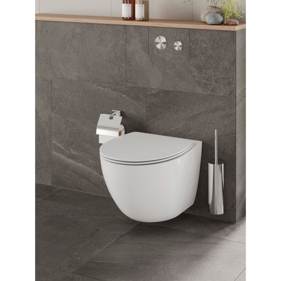 Подвесной унитаз Orange C07-150W, безободковый, крышка микролифт, смыв Tornado, белый