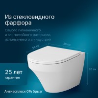 Подвесной унитаз Am.Pm Inspire C501700WH безободковый (FlashClean)