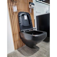 Подвесной унитаз Am.Pm Inspire V2.0 FlashClean безободковый, с сиденьем микролифтом, черный матовый, C50A1700MBSC