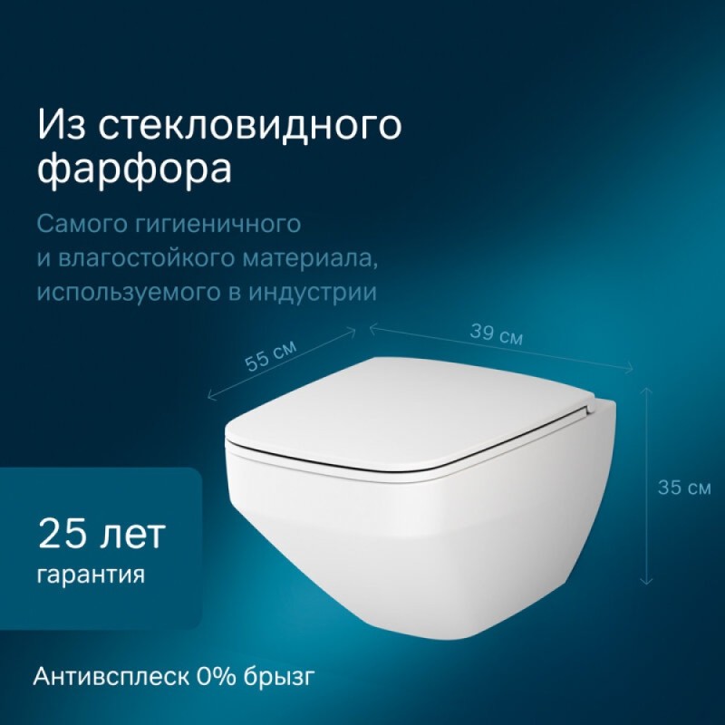 Подвесной безободковый унитаз Am.Pm Inspire V2.0 FlashClean, с сиденьем микролифт, белый матовый, C50A1700MWSC
