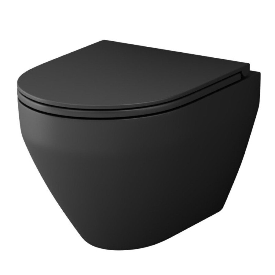 Подвесной унитаз Am.Pm Spirit V 2.0 FlashClean безободковый, крышка-микролифт, черный матовый, C701700MBSC