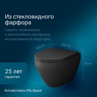 Подвесной унитаз Am.Pm Spirit V 2.0 FlashClean безободковый, крышка-микролифт, черный матовый, C701700MBSC