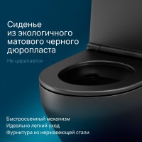Подвесной унитаз Am.Pm Spirit V 2.0 FlashClean безободковый, крышка-микролифт, черный матовый, C701700MBSC