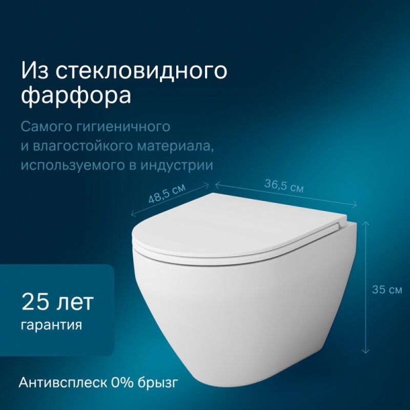 Унитаз подвесной AM.PM Spirit V 2.0 FlashClean C701700SC, крышка-микролифт