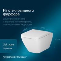 Подвесной безободковый унитаз Am.Pm Spirit V2.0 C701701SC FlashClean, с сиденьем микролифт, белый