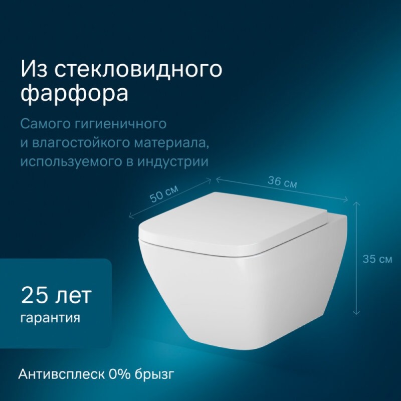 Подвесной безободковый унитаз Am.Pm Spirit V2.0 C701701SC FlashClean, с сиденьем микролифт, белый