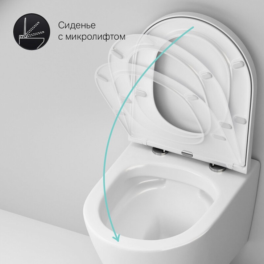 Подвесной унитаз безободковый AM.PM Sense C741701SC, с сиденьем микролифт, цвет белый