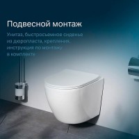Подвесной унитаз Am.Pm Like C801900SC AquaSpin, безободковый, с сиденьем микролифт