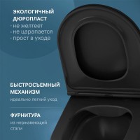 Подвесной безободковый унитаз Am.Pm Func C8F1700MBSC FlashClean, с сиденьем микролифт, черный матовый