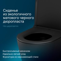 Подвесной безободковый унитаз Am.Pm Func C8F1701MBSC FlashClean, с сиденьем микролифт, черный матовый
