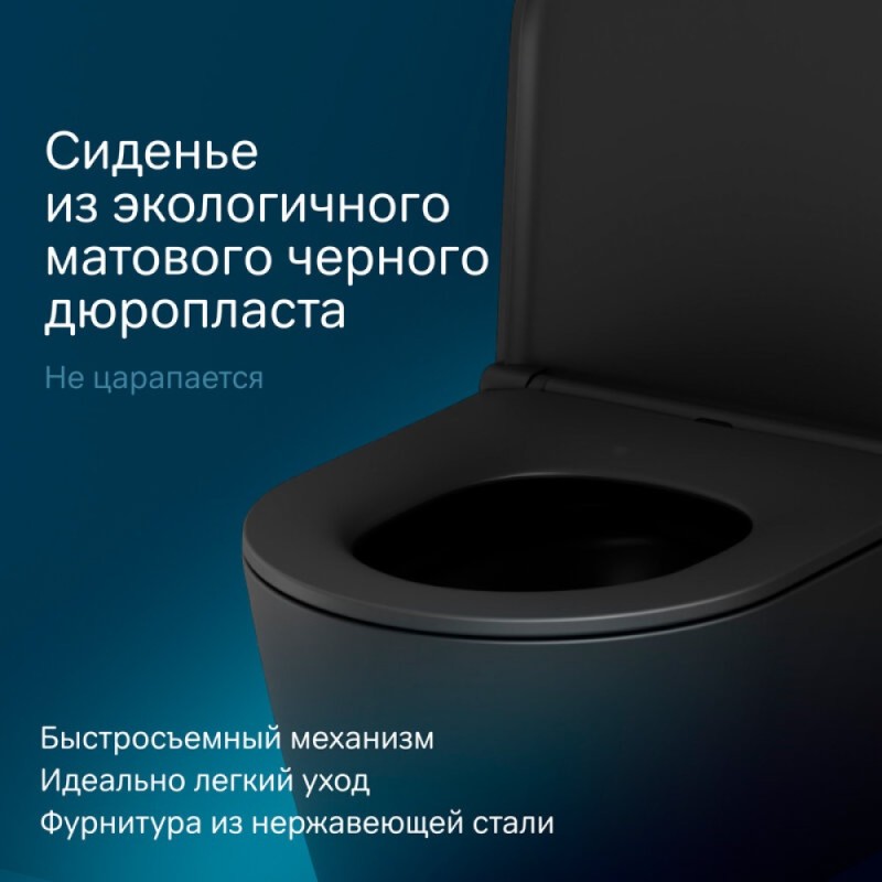 Подвесной безободковый унитаз Am.Pm Func C8F1701MBSC FlashClean, с сиденьем микролифт, черный матовый