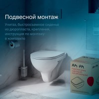 Подвесной унитаз Am.Pm Gem FlashClean безободковый, с сиденьем микролифт, C901700SC