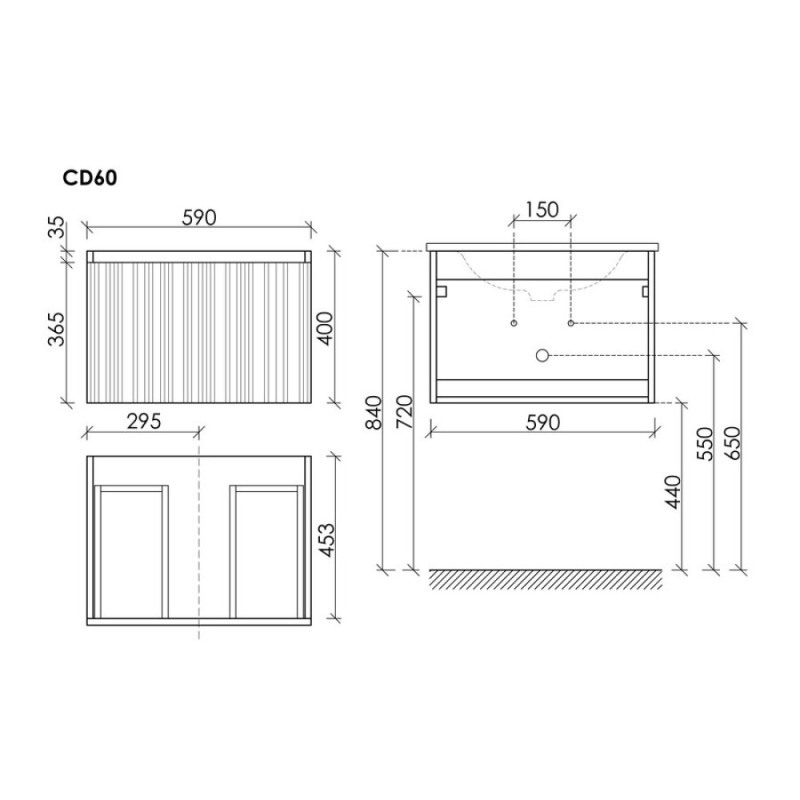 Тумба под раковину Sancos Code CD60W, 60 см, подвесная, белая