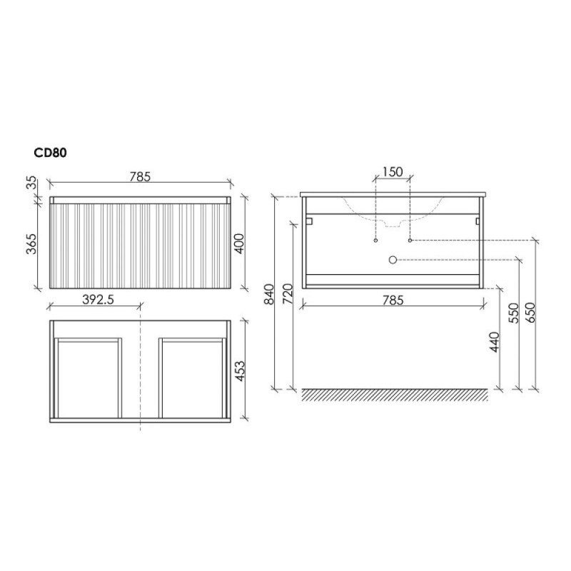 Тумба под раковину Sancos Code CD80W, 80 см, подвесная, белая