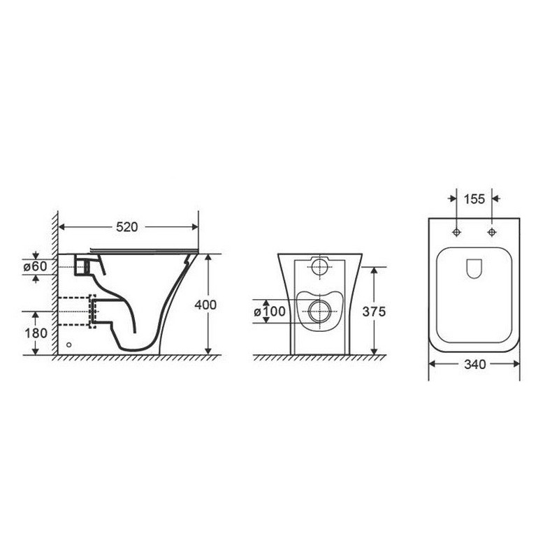 Унитаз приставной CeramaLux 215D