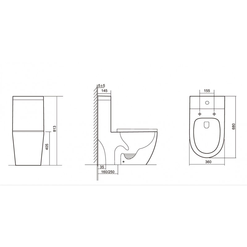 напольный унитаз ceramalux TR2176MN монолит