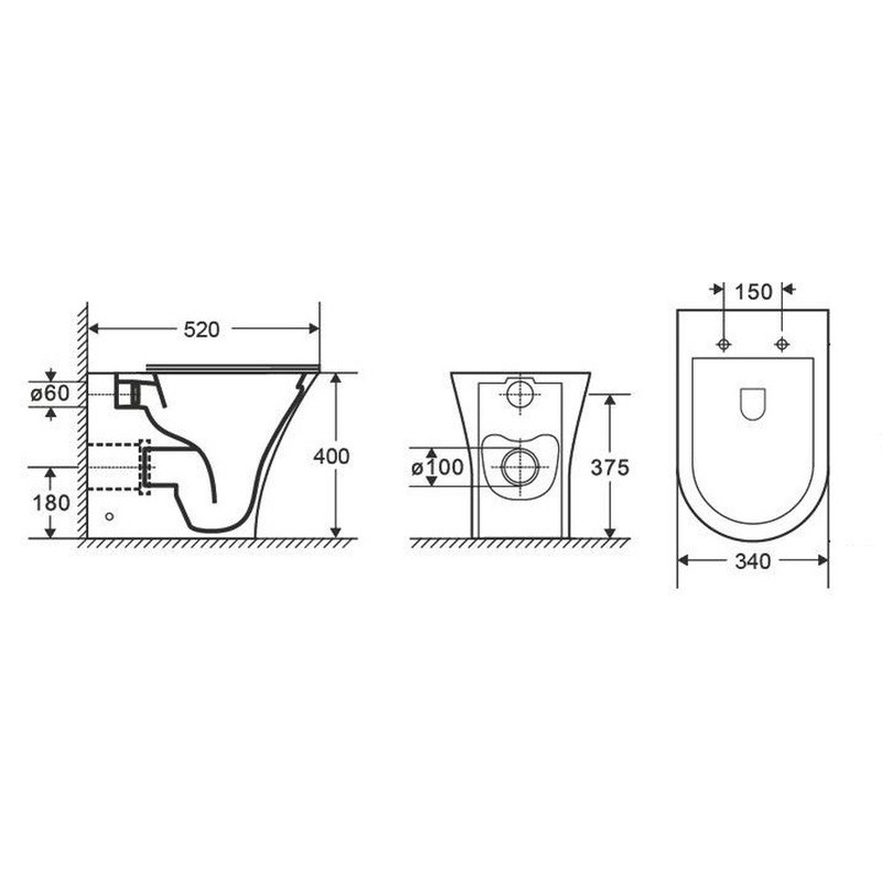 Унитаз приставной CeramaLux 217D