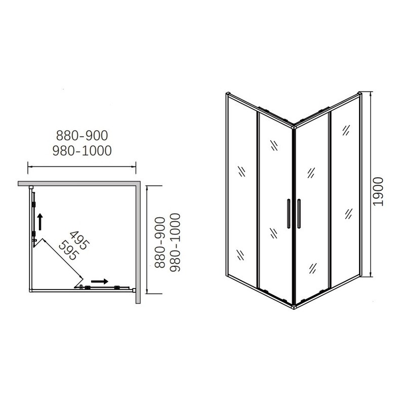 Душевая дверь CeramaLux раздвижная CL902B-90