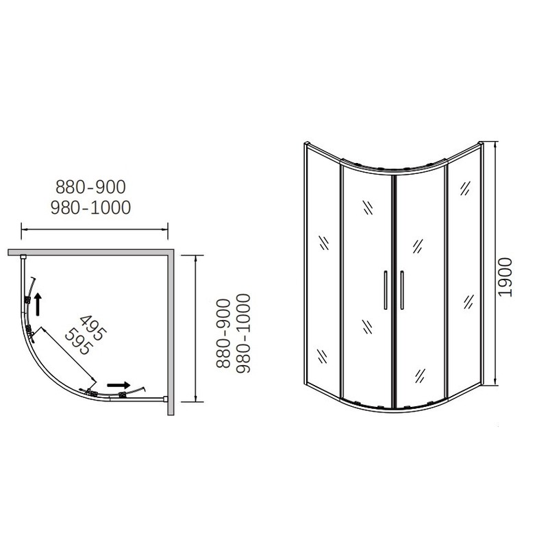 Душевая дверь CeramaLux раздвижная CL901B-100
