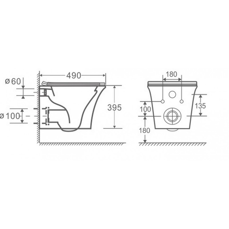 Унитаз подвесной CeramaLux 2622E