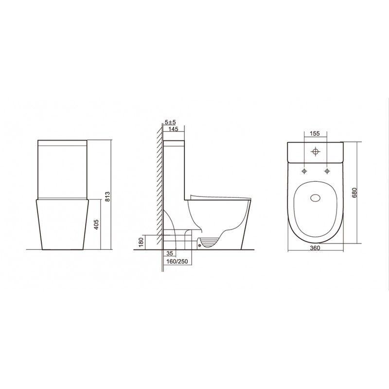 напольный унитаз ceramalux TR2178MN монолит