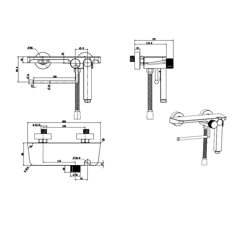 Гигиенический душ со смесителем CeramaLux LT9506 Хром