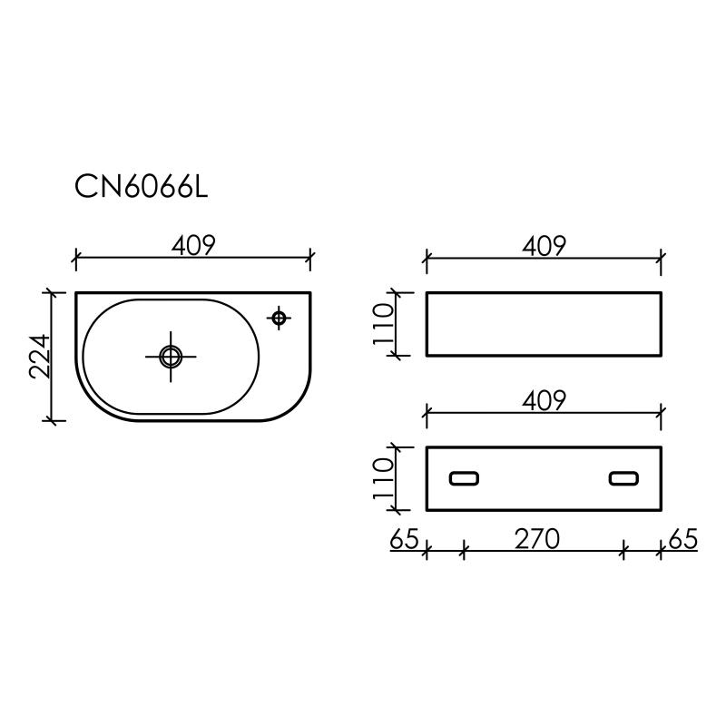 Рукомойник Ceramicanova Element CN6066L белый глянцевый