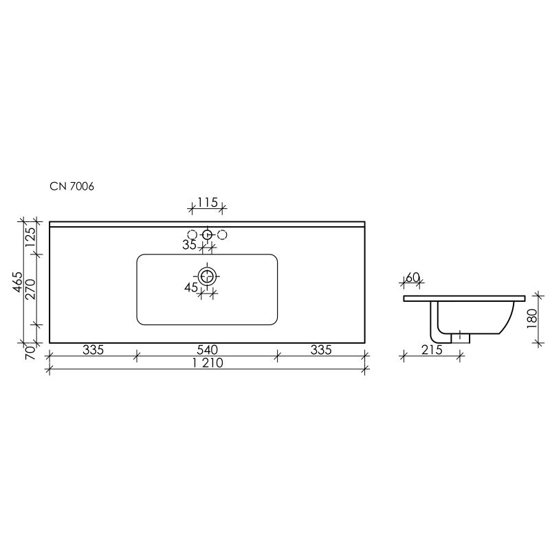 Мебельная раковина Ceramicanova Element CN7006 120 белая