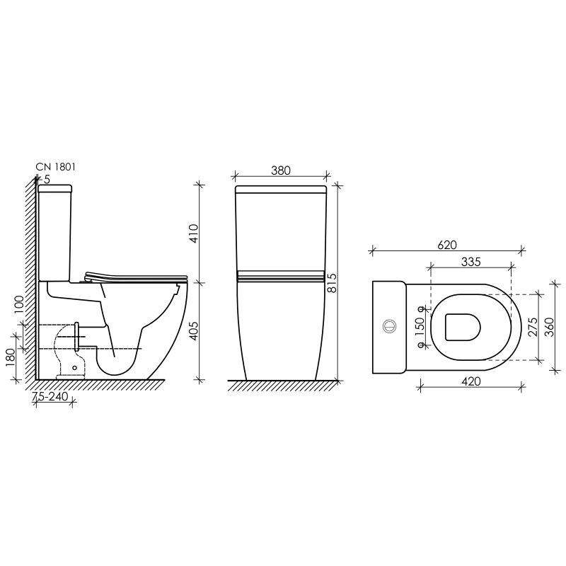 Унитаз-компакт Ceramicanova Mia Rimless CN1801 с микролифтом, безободковый