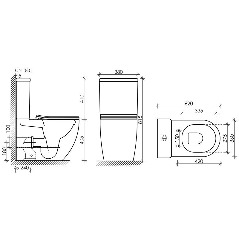 Унитаз-компакт Ceramicanova Mia Rimless CN1801 с микролифтом, безободковый