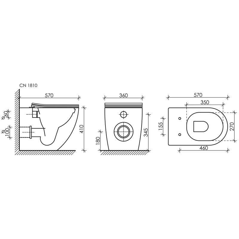 Унитаз приставной Ceramicanova Mia CN1810 с микролифтом, безободковый